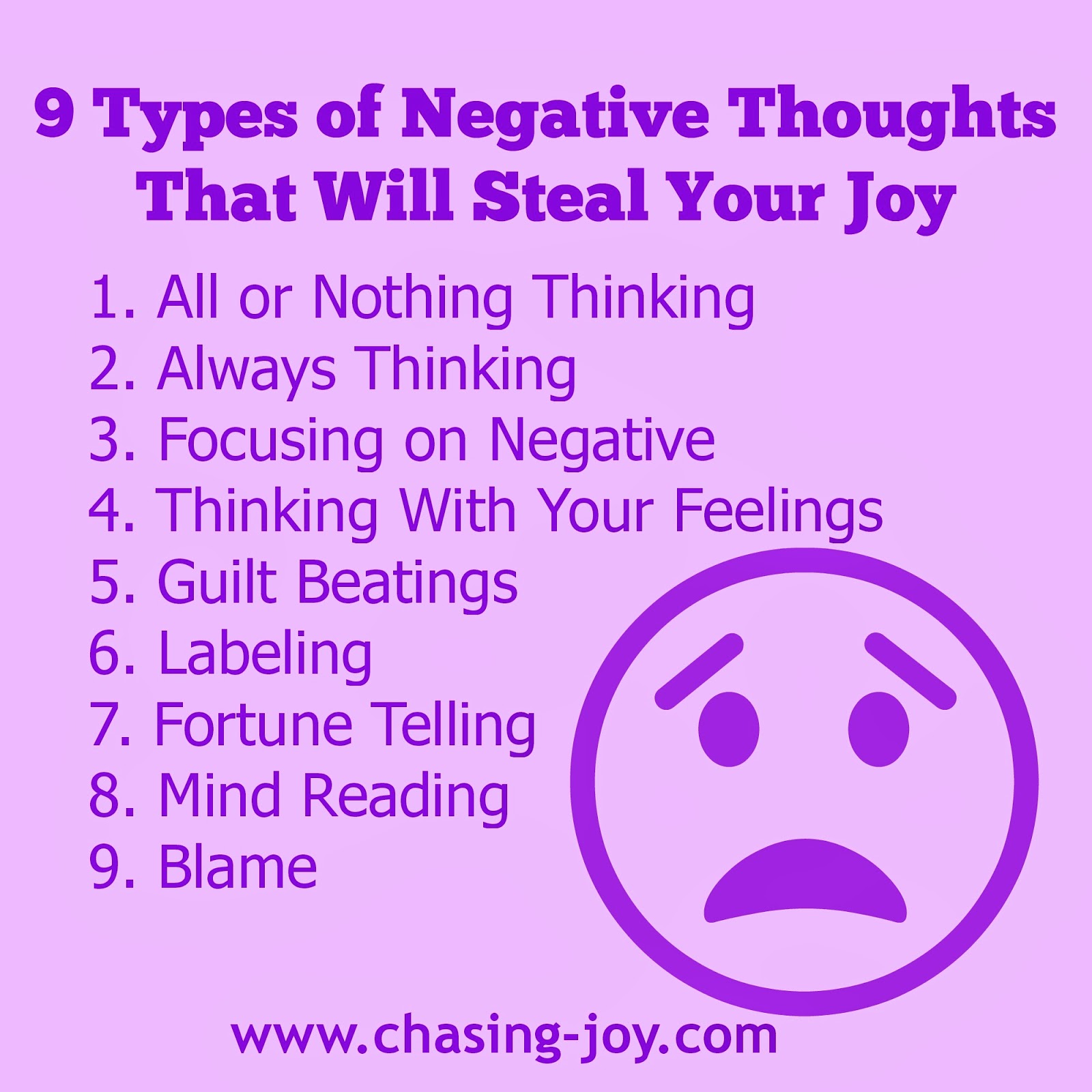 list with common automatic negative thoughts